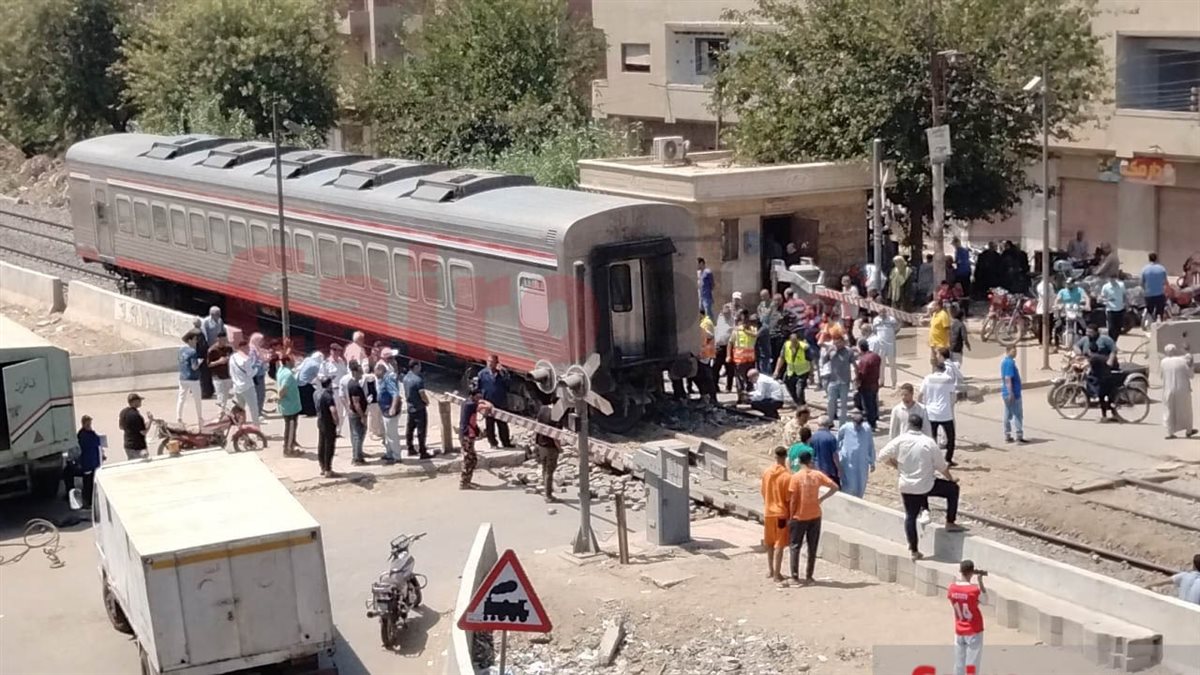 موقع حادث قطار الإسكندرية القاهرة في قويسنا