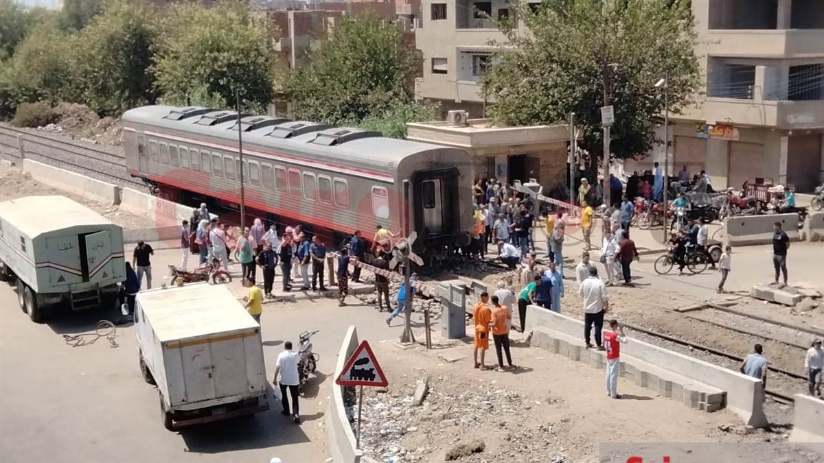 موقع حادث قطار الإسكندرية القاهرة في قويسنا