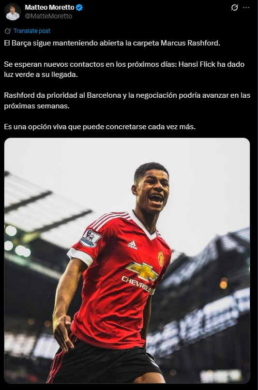 <strong>الصحفي ماتيو موريتو: هانز فليك يوافق على انضمام راشفورد إلى برشلونة</strong>