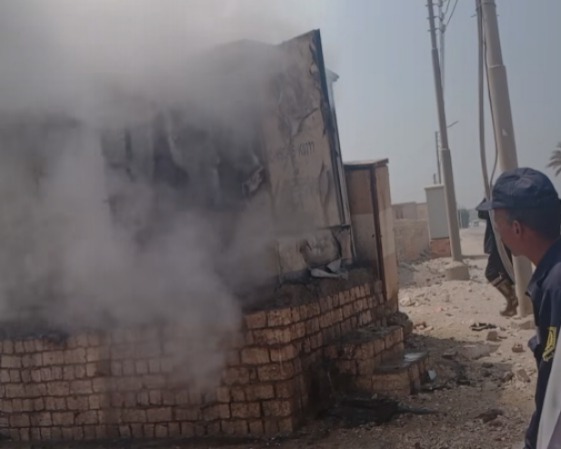 <strong>حريق محول كهرباء في الصف</strong>