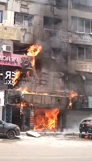 <strong>حريق محل تجاري بفيصل </strong>