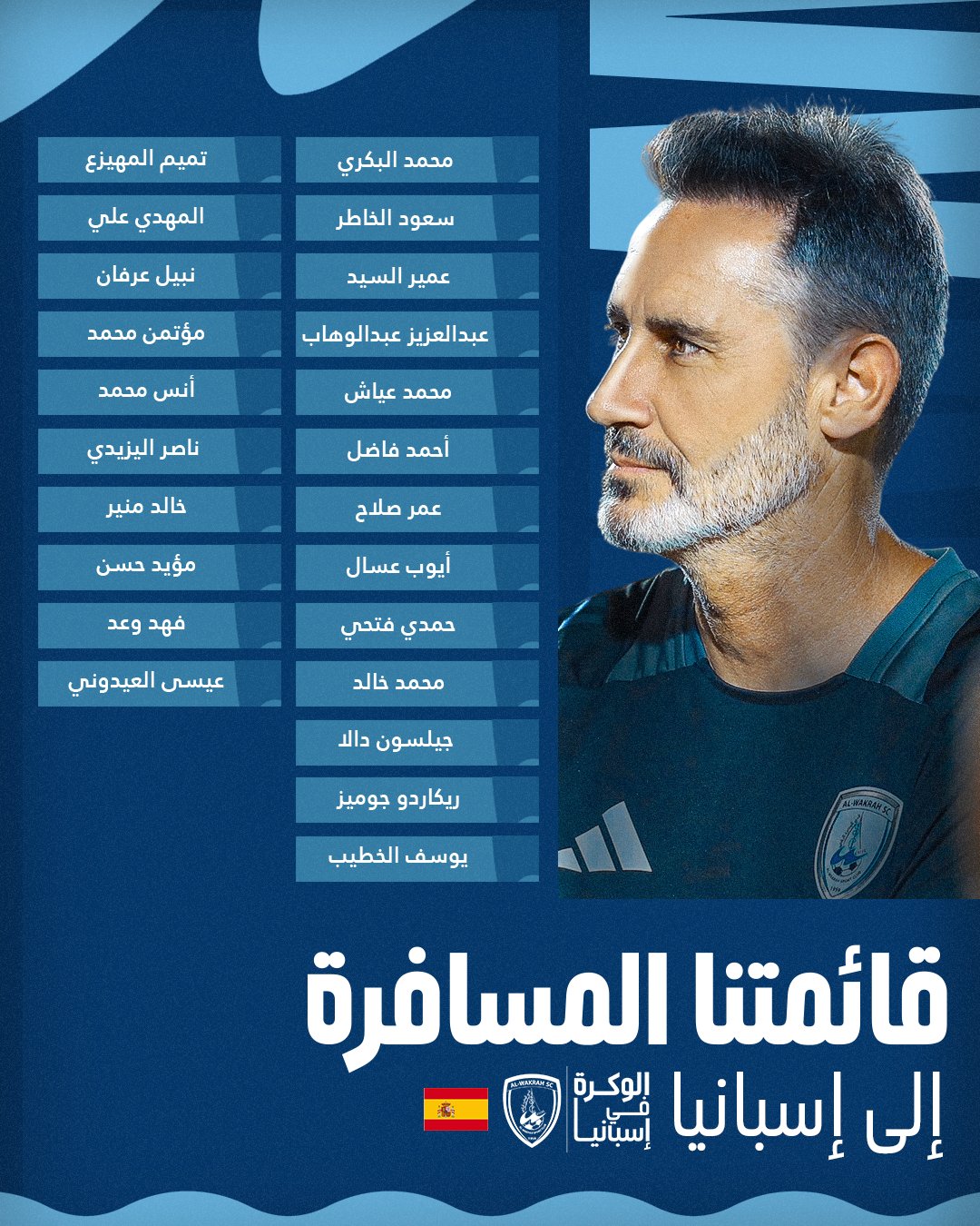 قائمة فريق الوكرة القطري في معسكر إسبانيا