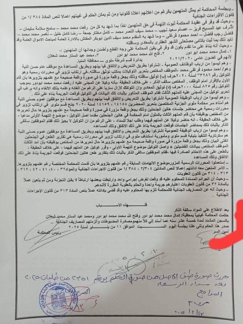 صورة من الحكم القضائي