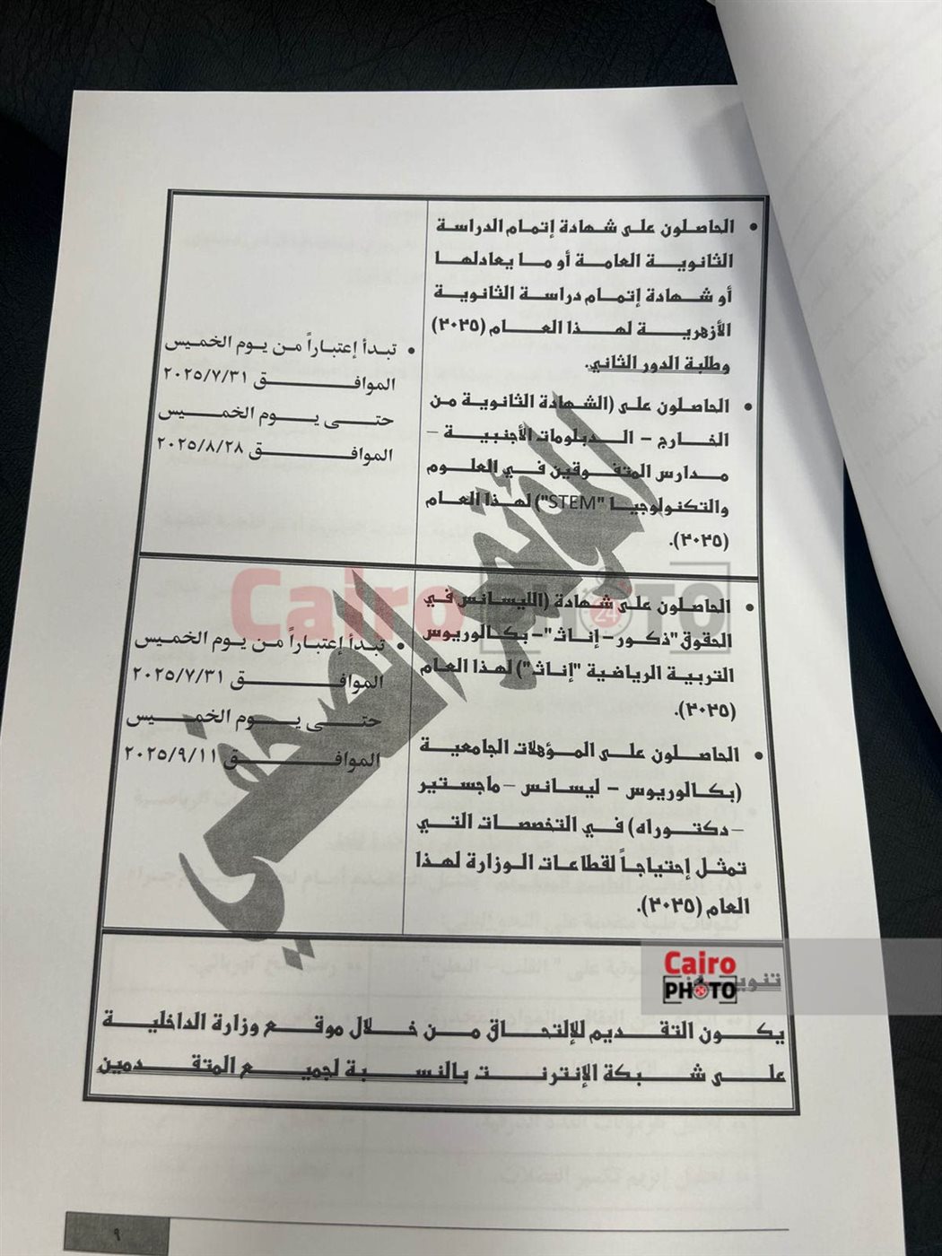 شروط اختبارات كلية الشرطة