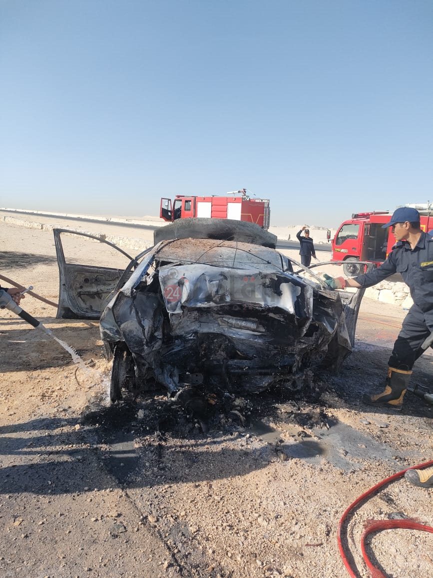 حادث مصرع 4 أشخاص وإصابة 5 آخرين في تصادم سيارتين ملاكي بالمنيا (1)