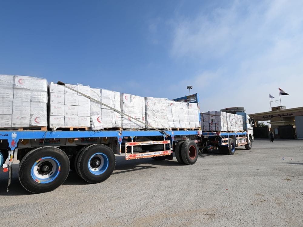 عبر معبر رفح البري.. مرور 38 شاحنة مساعدات إماراتية إلى غزة ضمن عملية الفارس الشهم 3