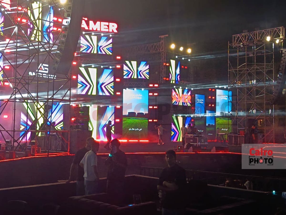 الاستعدادات النهائية لحفل محمد رمضان في جولف بورتو مارينا