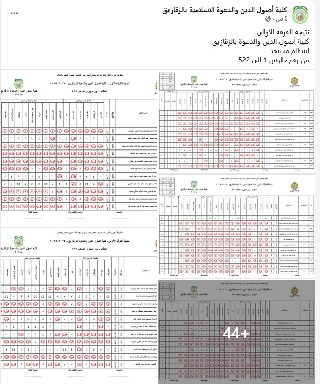 غلبوا طب قنا.. 84% نسبة الرسوب بين طلاب الفرقة الأولى بأصول الدين والدعوة بالزقازيق