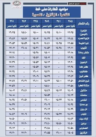 مواعيد القطارات الجديدة