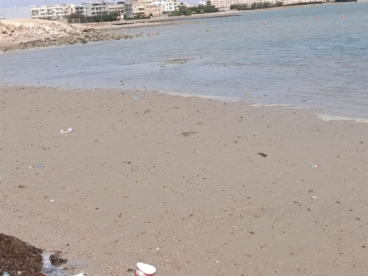 تراجع وانحسار لمياه البحر بالغردقة 