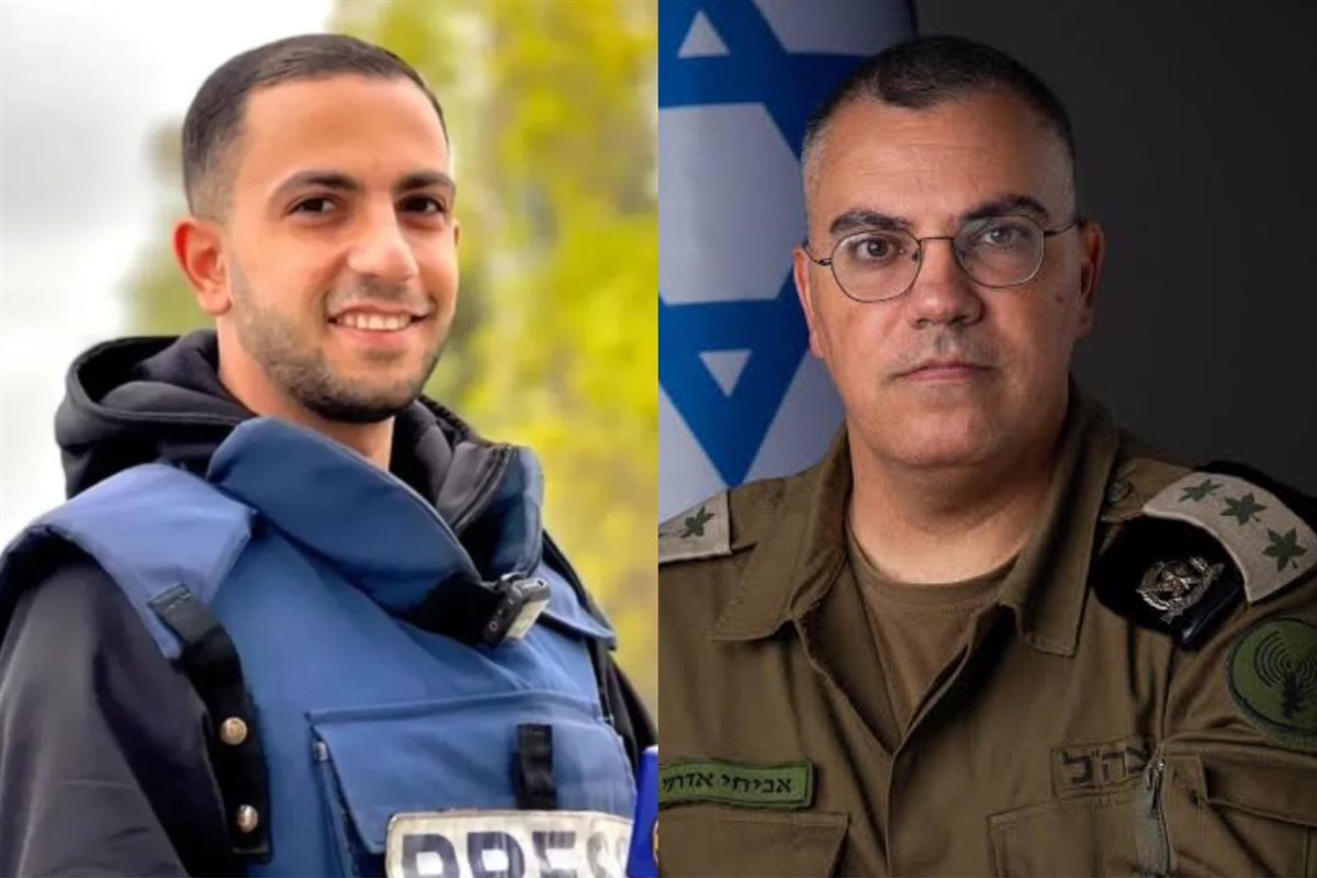 الصحفي الفلسطيني  أنس الشريف وإيفخاي أدرعي