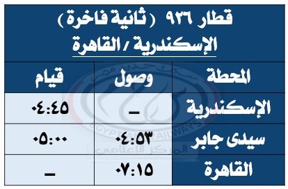 جدول تشغيل القطارات