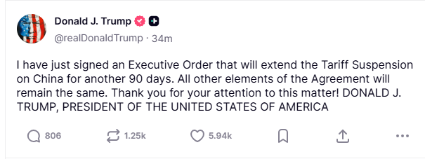 منشور ترامب عبر حسابه على تروث سوشيال