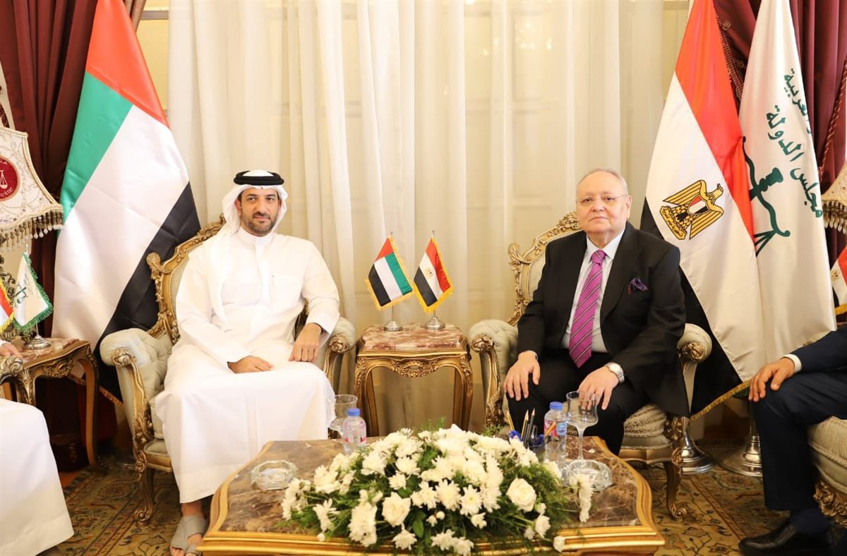 رئيس مجلس الدولة يستقبل نائب حاكم إمارة الشارقة بمقر بالدقي