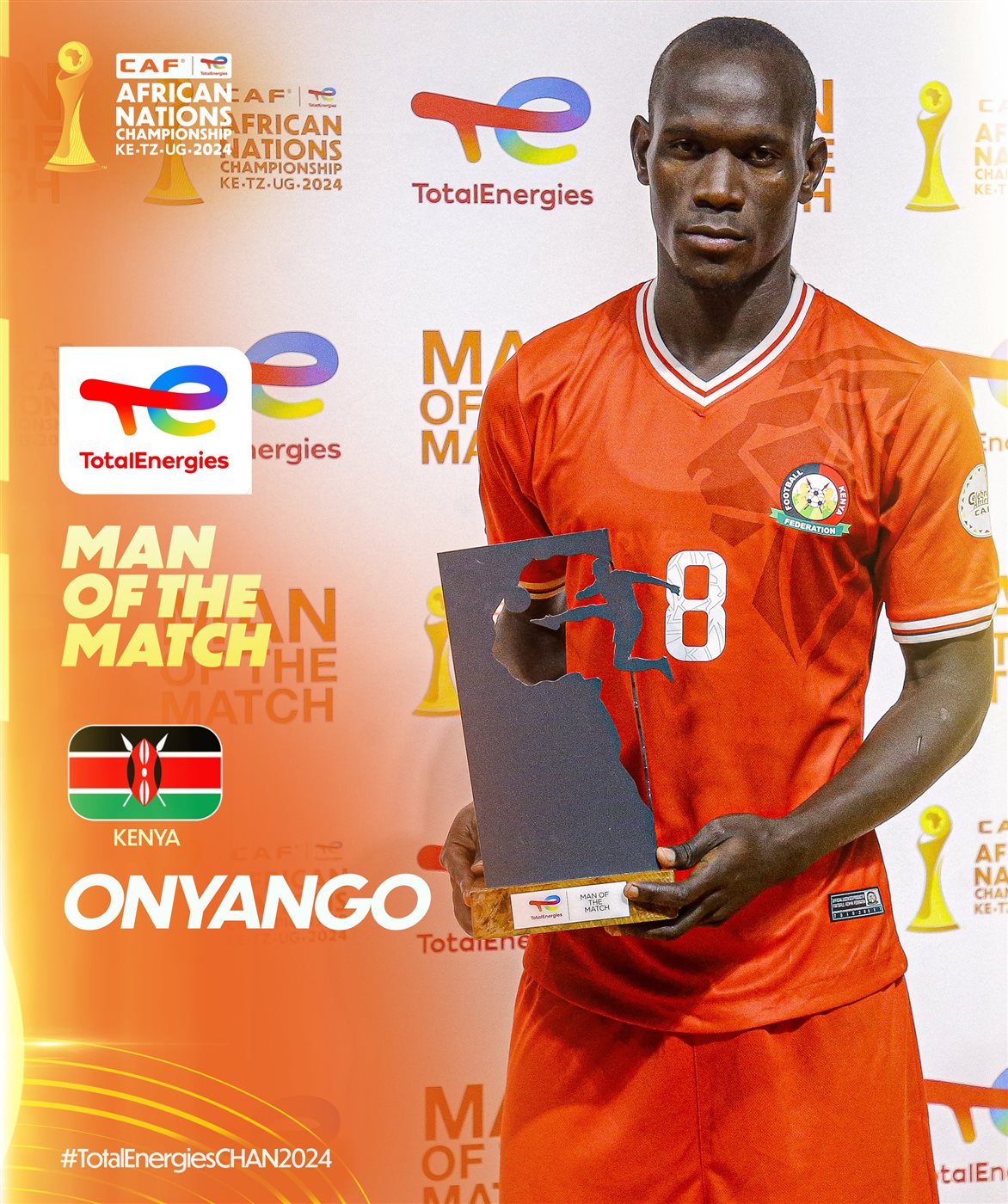 <strong>ألفا كريس أونيانجو لاعب وسط منتخب كينيا للمحليين أفضل لاعب خلال اللقاء</strong>