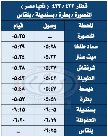 جداول القطارات