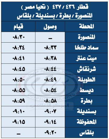 جداول القطارات