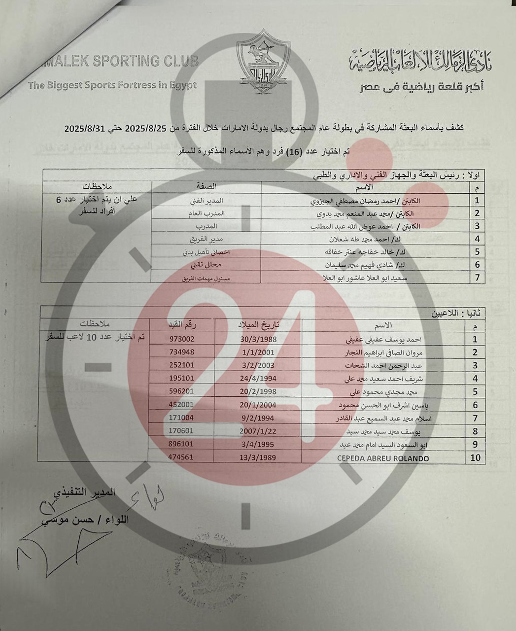 مستندات تكشف مستجدات أزمة سفر لاعبي طائرة الزمالك إلى الإمارات