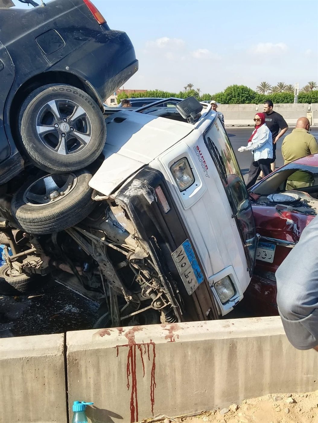حادث تصادم أعلي طريق مصر إسكندرية الصحراوي