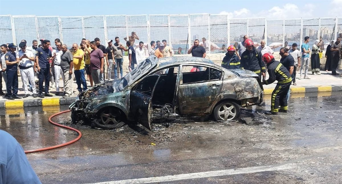 احتراق سيارة بكورنيش الإسكندرية