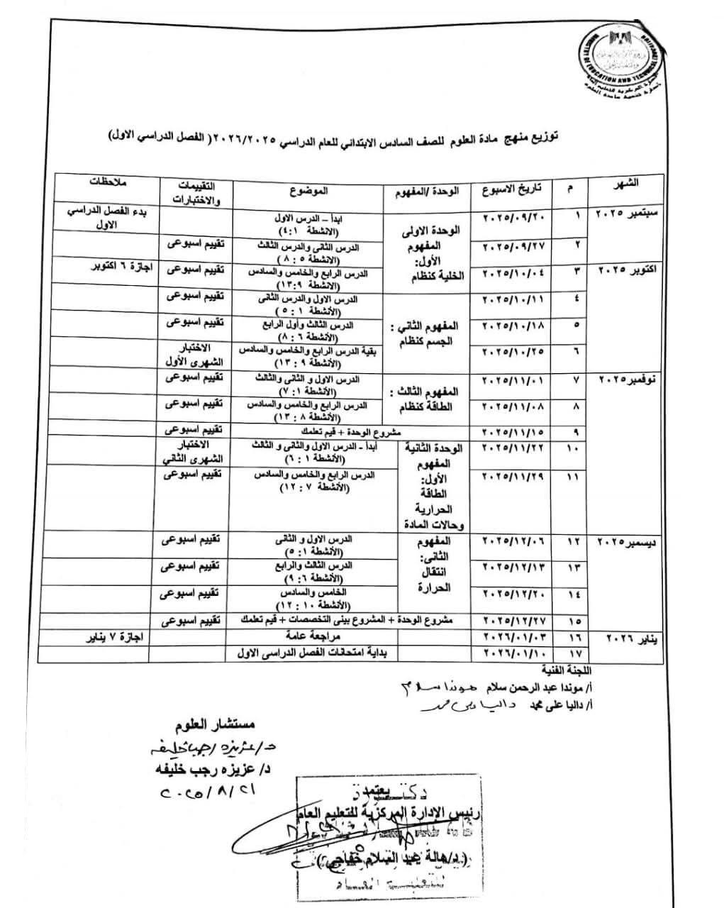 توزيع مناهج العام الدراسي الجديد 2026 لجميع الطلاب
