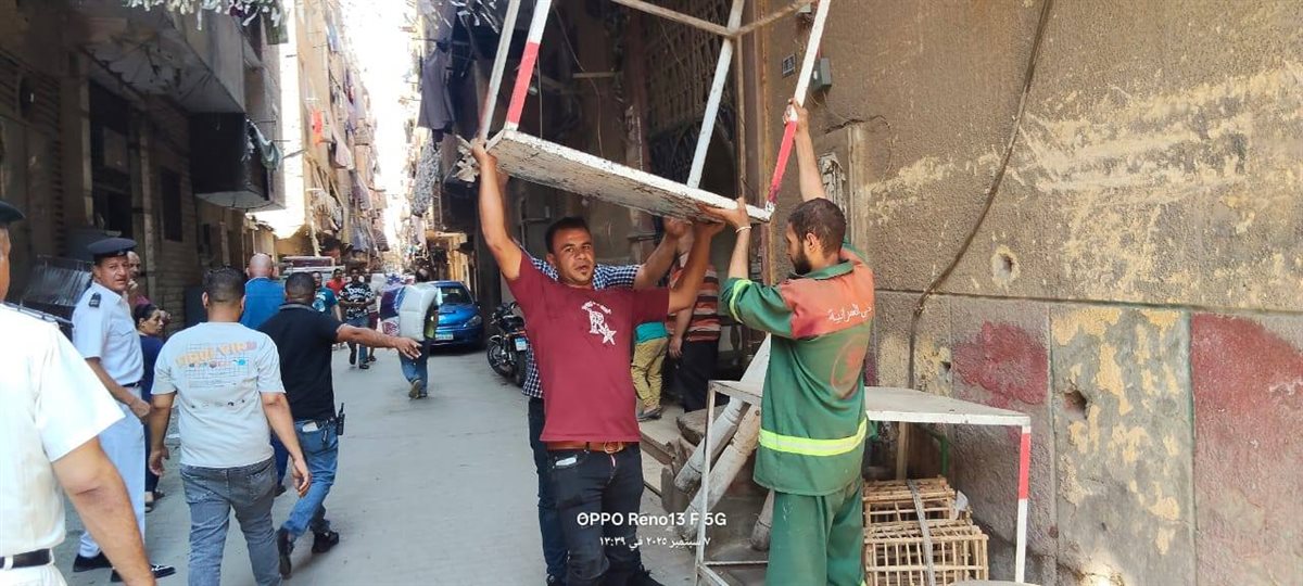  رفع 450 حالة إشغال من شارع مستشفى الصدر بالعمرانية