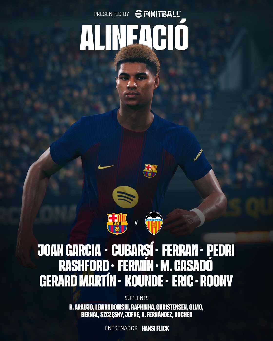 راشفورد يقود هجوم برشلونة لمواجهة فالنسيا في الدوري الإسباني