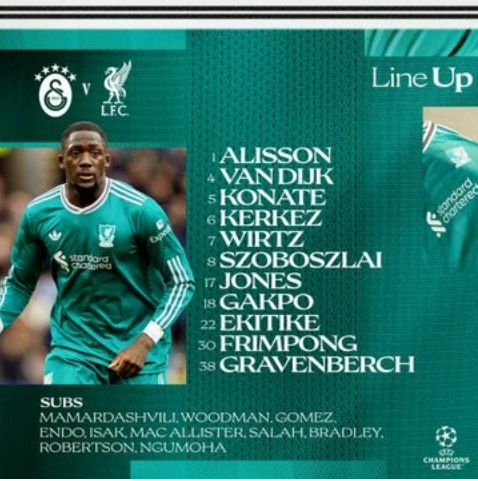 <strong>محمد صلاح بديلًا.. تشكيل ليفربول لمواجهة جلطة سراي في دوري أبطال أوروبا</strong>