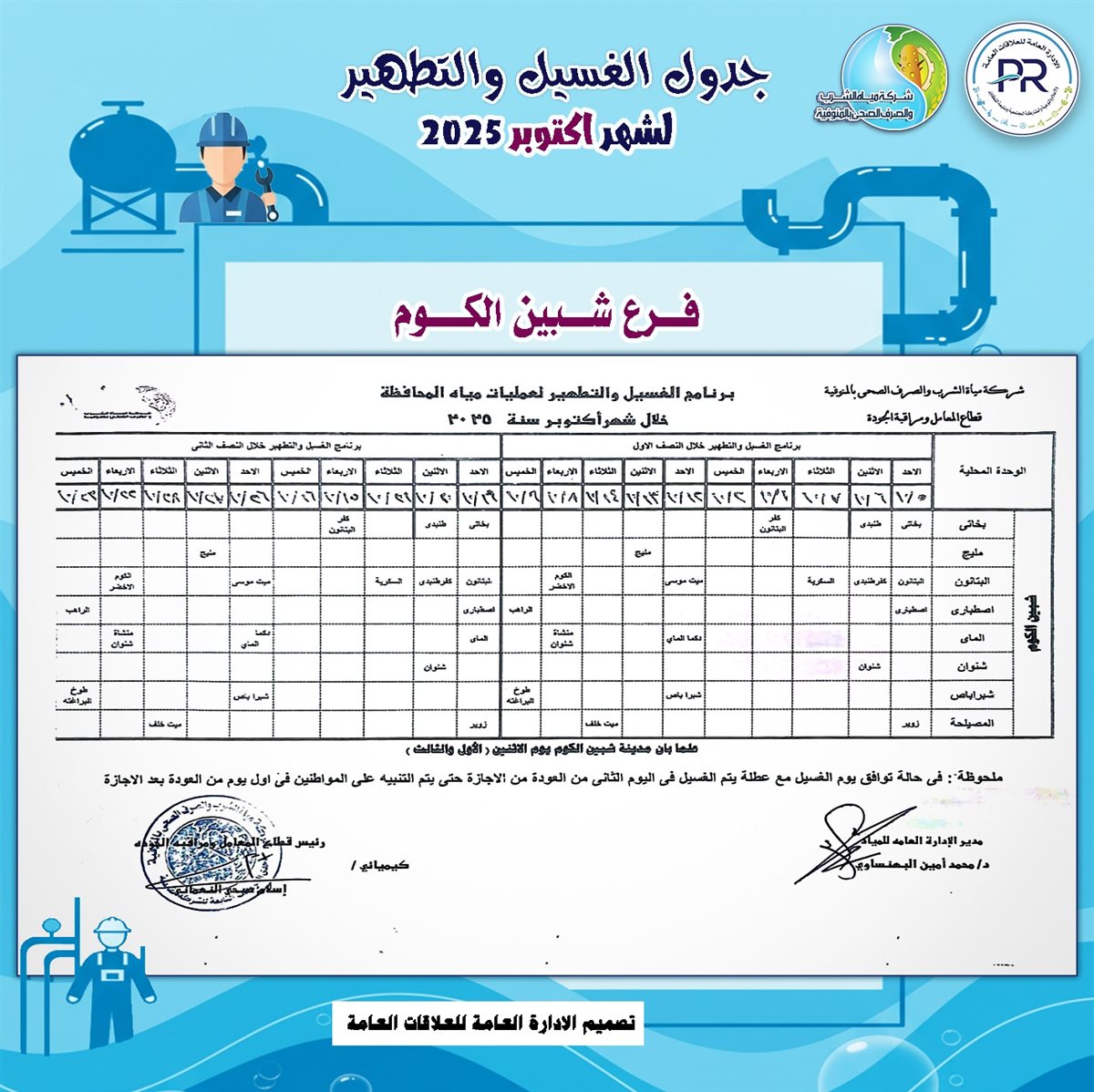 مواعيد انقطاع المياه بالمنوفية