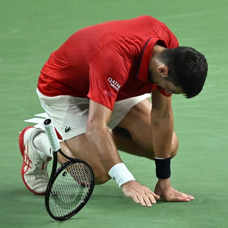 <strong>النجم الصربي نوفاك ديوكوفيتش من مباراة الدور نصف النهائي لبطولة شنجهاي للماسترز</strong>