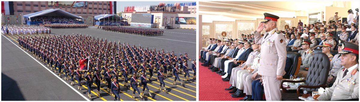 الفريق أول عبد المجيد صقر القائد العام للقوات المسلحة وزير الدفاع والإنتاج الحربي يشهد حفل تخرج دفعات جديدة من الكليات العسكرية