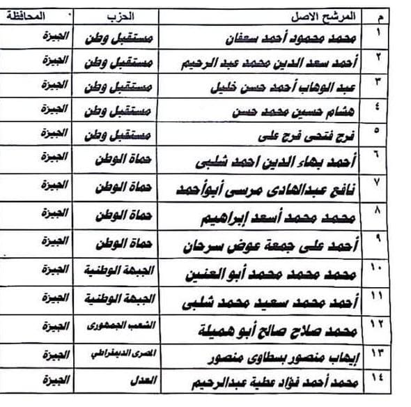  القائمة الوطنية في الصعيد بعد ترشحها لخوض انتخابات مجلس النواب