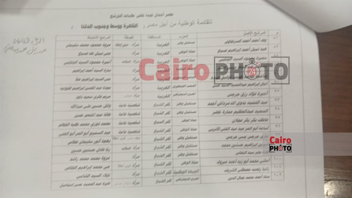 أسماء مرشحي القائمة الوطنية في قطاع القاهرة ووسط وجنوب الدلتا  