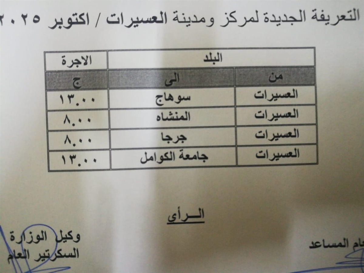 سوهاج تعتمد تعريفة جديدة للمواصلات