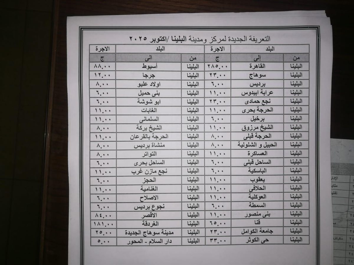 سوهاج تعتمد تعريفة جديدة للمواصلات