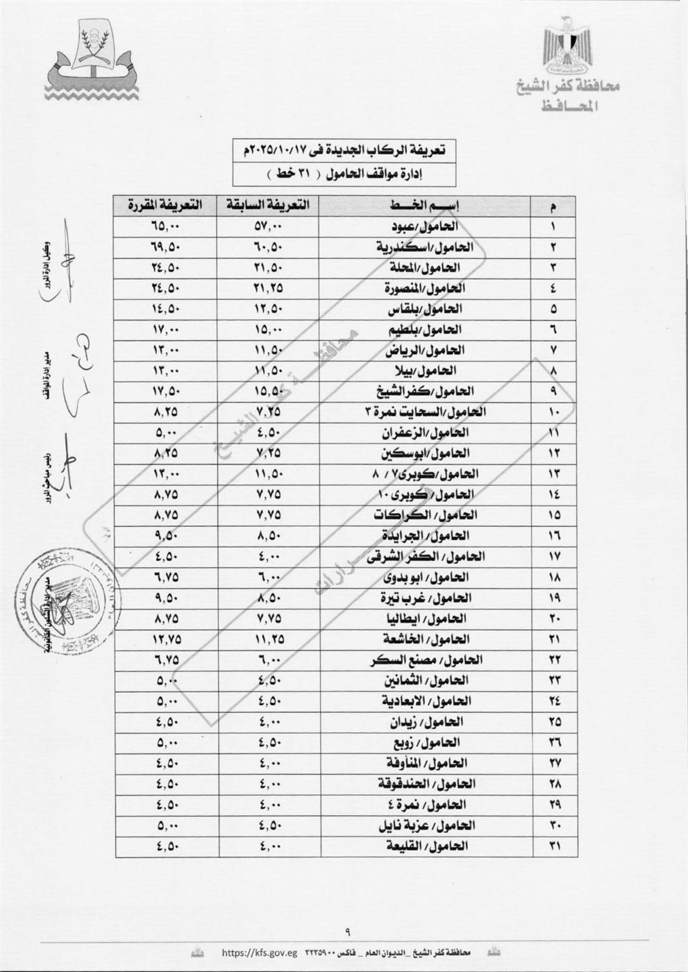 تعريفة الركوب الجديدة