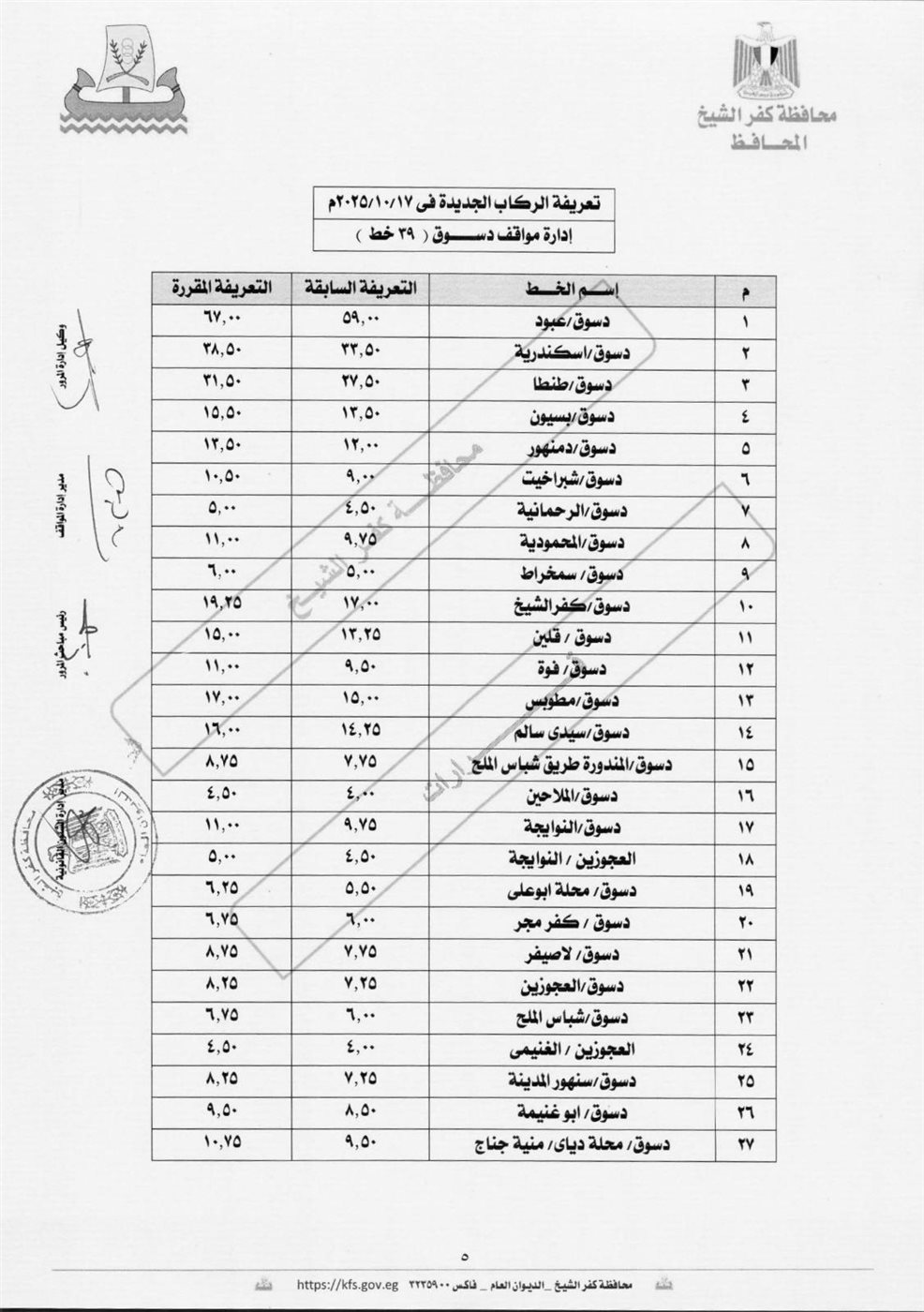 تعريفة الركوب الجديدة