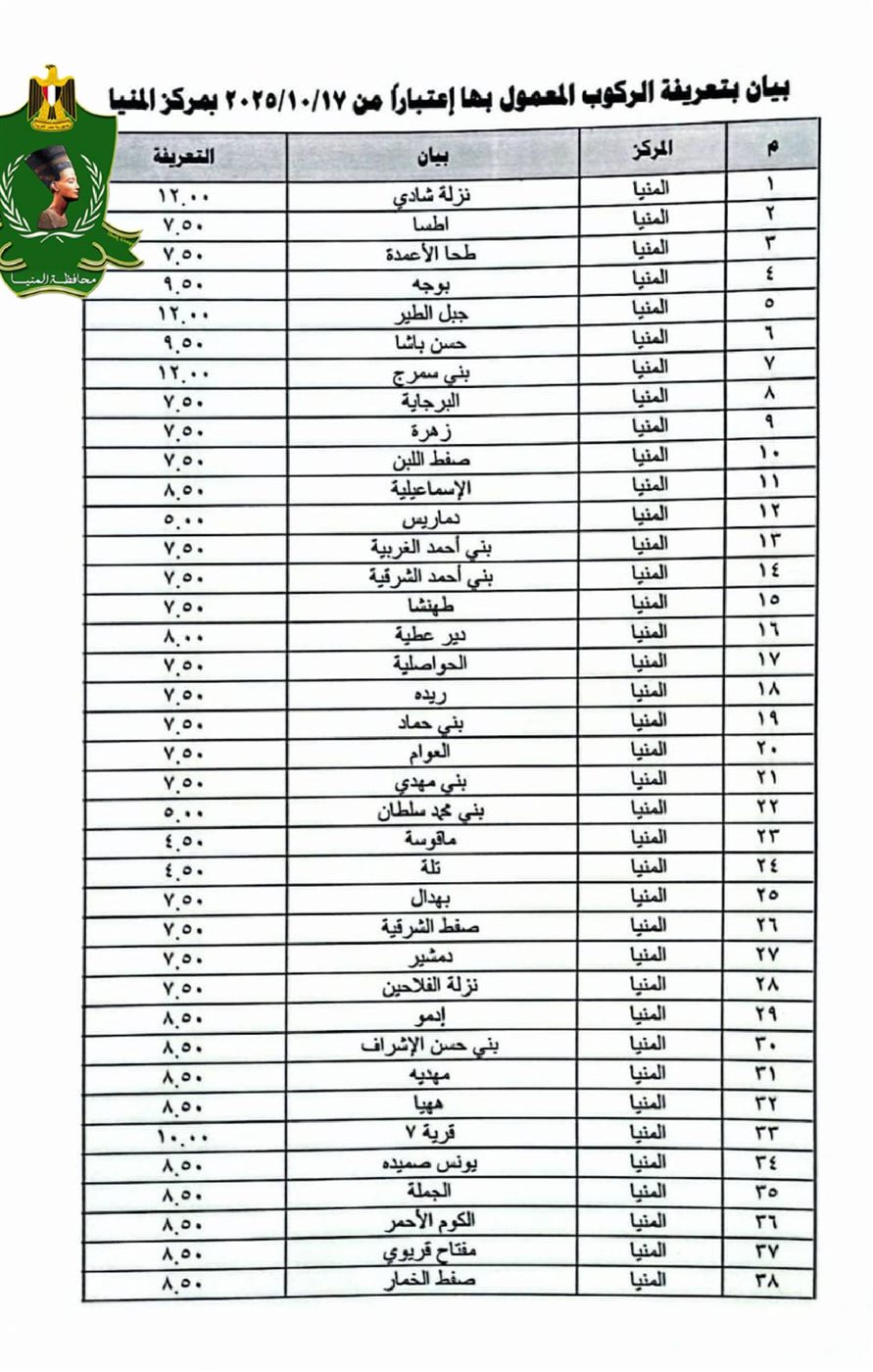 تعريفة الركوب الجديدة