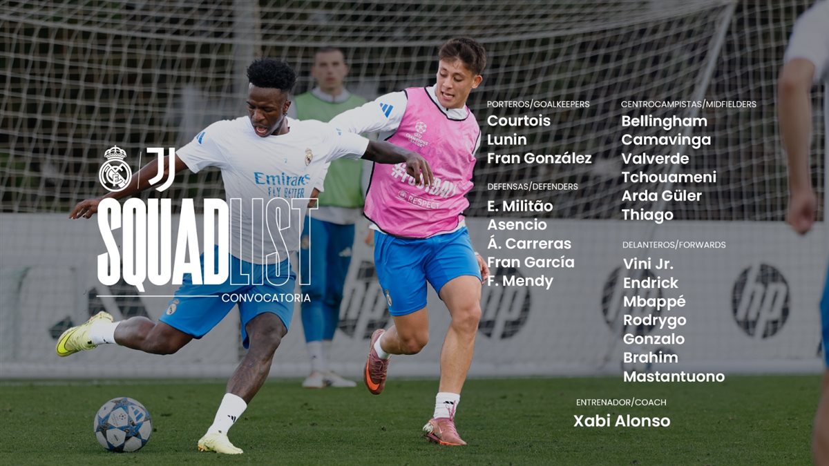 قائمة ريال مدريد الرسمية لمواجهة يوفنتوس