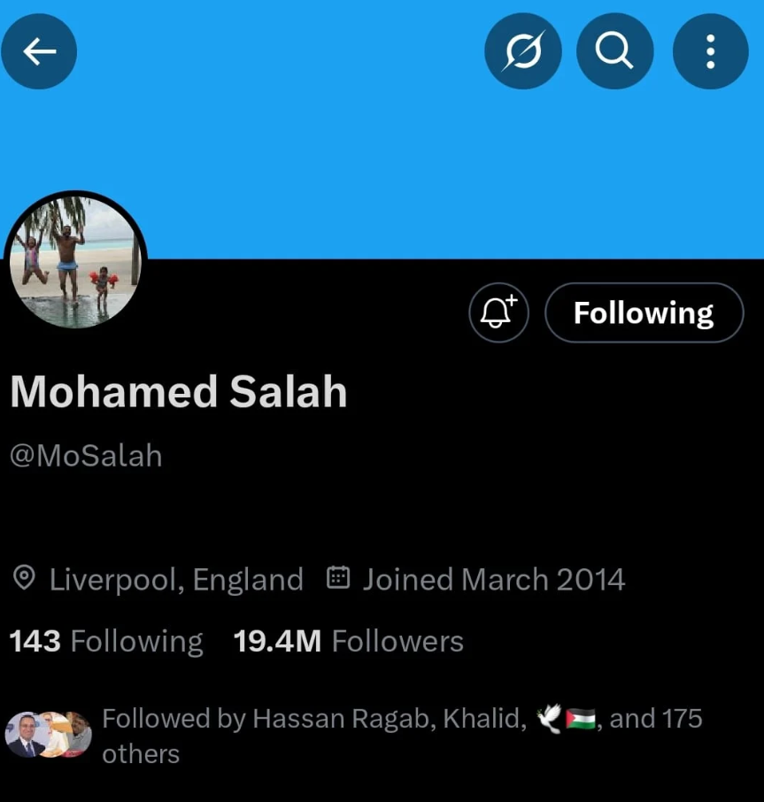 حساب محمد صلاح الرسمي على إكس