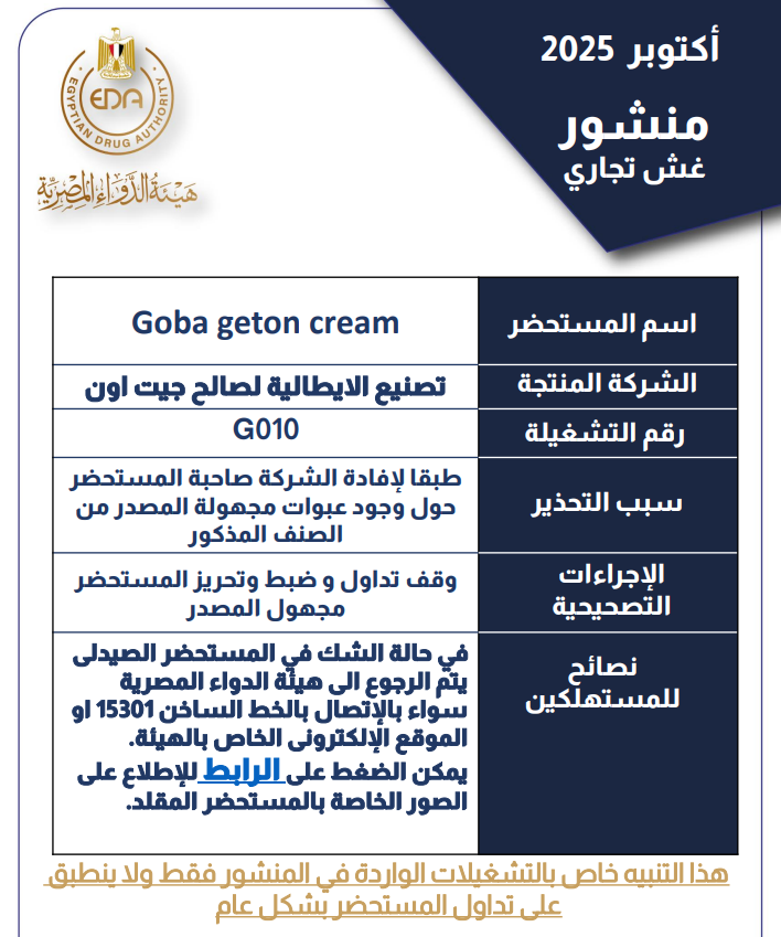 <strong>نص منشور هيئة الدواء المصرية</strong>