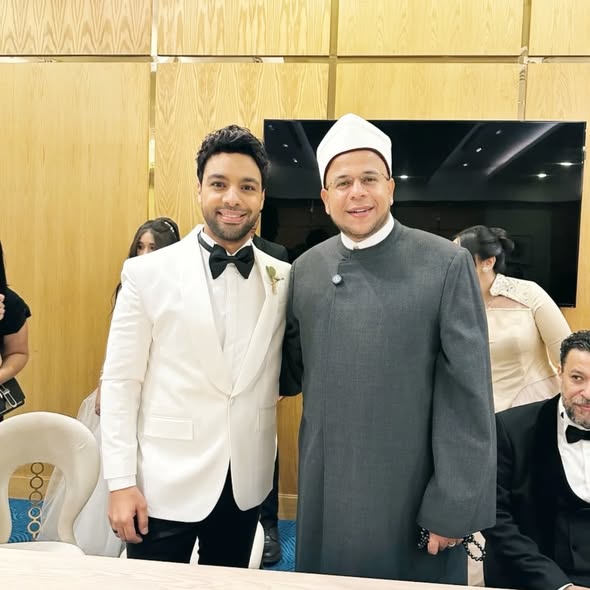 الصور الأولى من عقد قران المطرب أحمد جمال وفرح الموجي