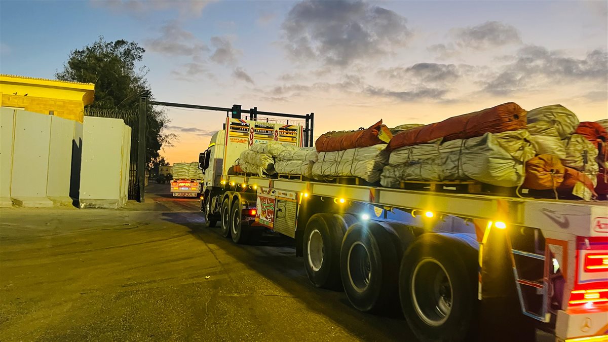 الهلال الأحمر المصري يرسل 9200 طن مساعدات غذائية ومياه للشرب إلى غزة