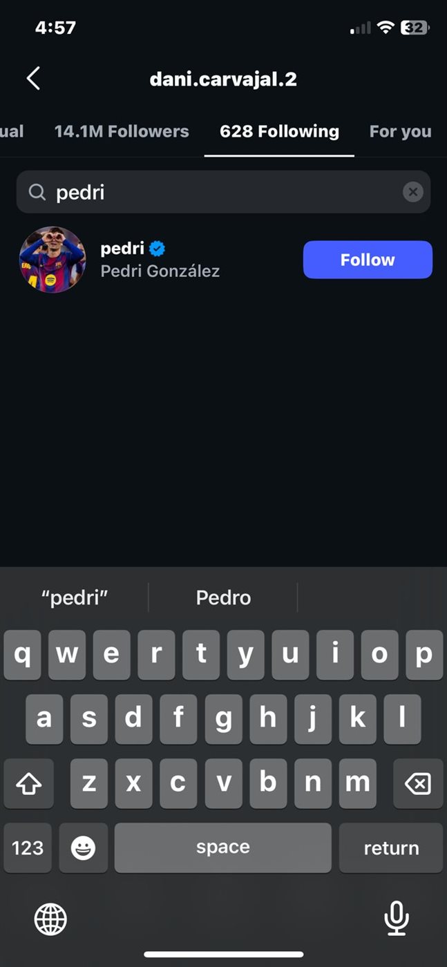 داني كارفاخال قائد ريال مدريد يعود ويتابع بيدري عبر إنستجرام