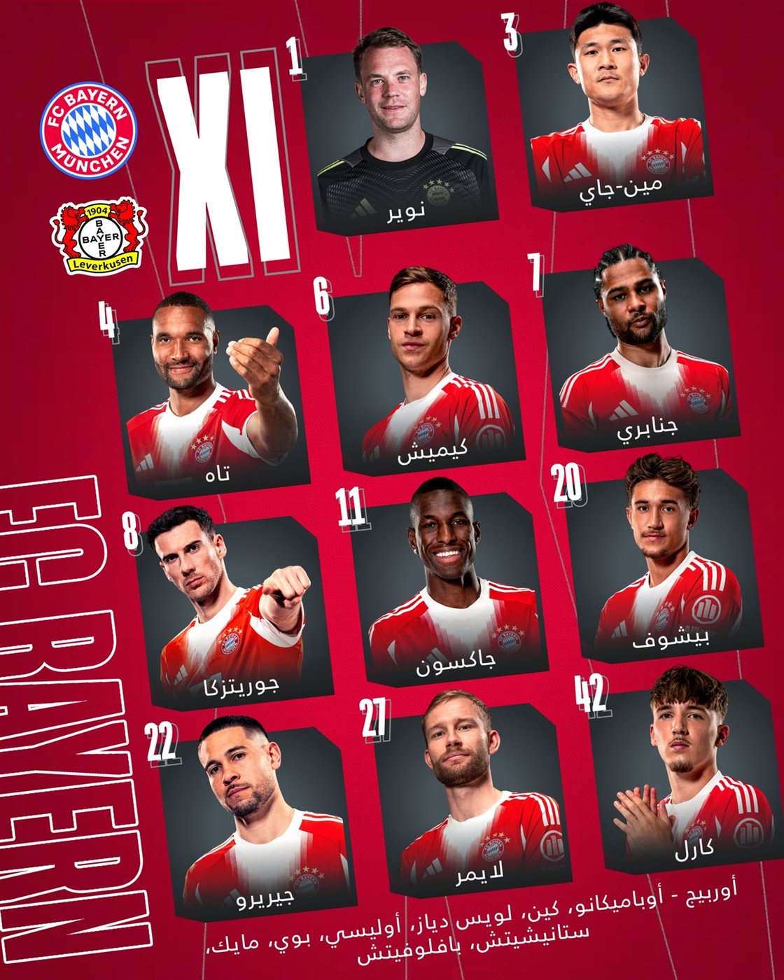 تشكيل بايرن ميونخ الرسمي