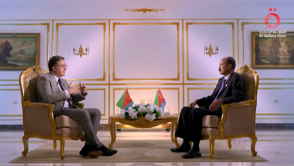 أسياس أفورقي الرئيس الإريتري في حوار مع القاهرة الإخبارية<br>