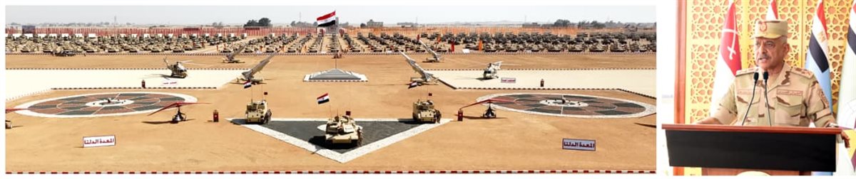 وزير الدفاع يشهد إجراءات تفتيش الحرب لأحد تشكيلات المنطقة المركزية العسكرية