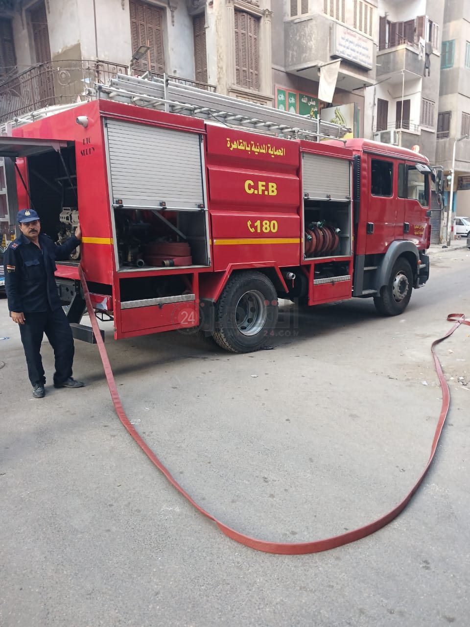 حريق داخل محل بعابدين