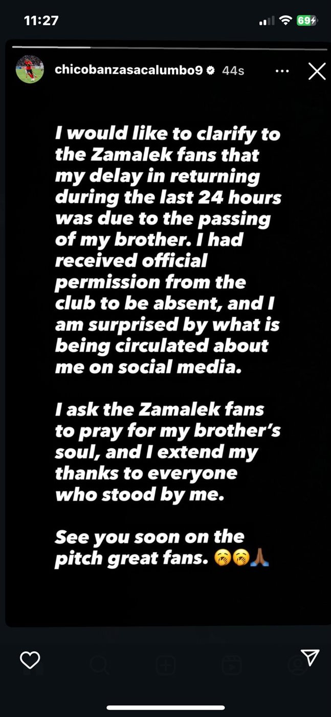 <strong>شيكوا بانزا عبر حسابه الرسمي على إنستجرام</strong>