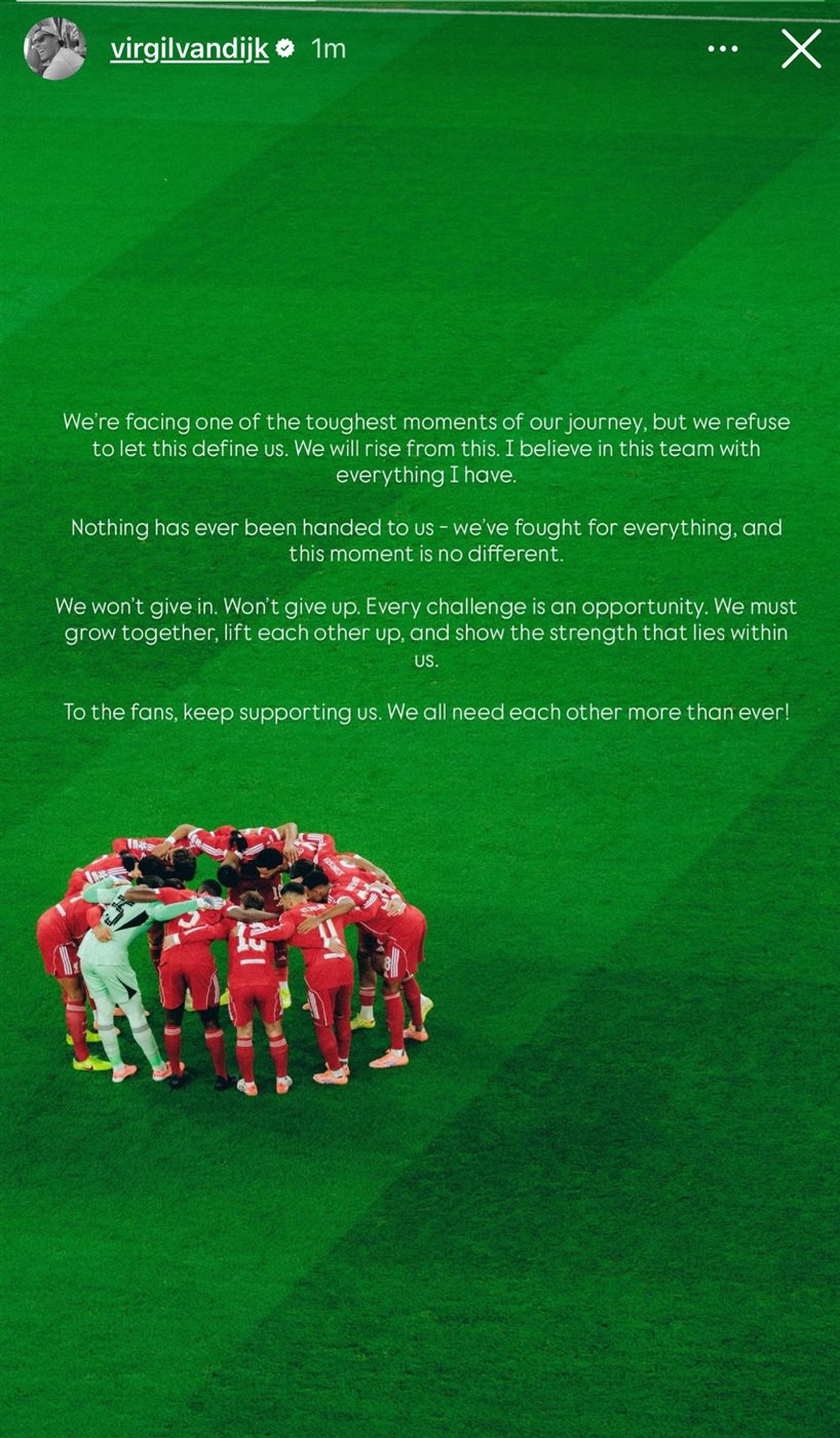 رسالة فان دايك لجماهير ليفربول 